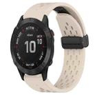 For Garmin Fenix 6 Sapphire GPS Hole Folding Buckle 22mm Silicone Watch Band(Starlight Color) - 1