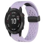 For Garmin Fenix 6 Sapphire GPS Hole Folding Buckle 22mm Silicone Watch Band(Purple) - 1