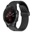 For Garmin Fenix 5 Hole Folding Buckle 22mm Silicone Watch Band(Black) - 1