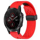 For Garmin Fenix 5 22mm Folding Buckle Hole Silicone Watch Band(Red) - 1