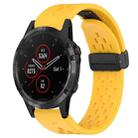 For Garmin Fenix 5 Hole Folding Buckle 22mm Silicone Watch Band(Yellow) - 1