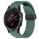 For Garmin Fenix 5 22mm Folding Buckle Hole Silicone Watch Band(Dark Green) - 1