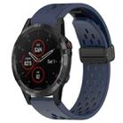 For Garmin Fenix 5 Hole Folding Buckle 22mm Silicone Watch Band(Midnight Blue) - 1