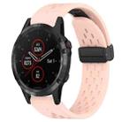 For Garmin Fenix 5 Plus 22mm Folding Buckle Hole Silicone Watch Band(Pink) - 1