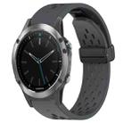 For Garmin Quatix 5 Hole Folding Buckle 22mm Silicone Watch Band(Dark Gray) - 1