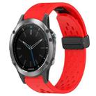 For Garmin Quatix 5 22mm Folding Buckle Hole Silicone Watch Band(Red) - 1