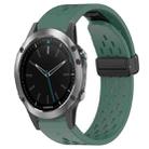 For Garmin Quatix 5 22mm Folding Buckle Hole Silicone Watch Band(Dark Green) - 1