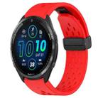 For Garmin Forerunner 965 22mm Folding Buckle Hole Silicone Watch Band(Red) - 1