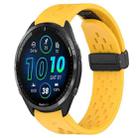 For Garmin Forerunner 965 22mm Folding Buckle Hole Silicone Watch Band(Yellow) - 1