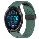 For Garmin Forerunner 965 22mm Folding Buckle Hole Silicone Watch Band(Dark Green) - 1