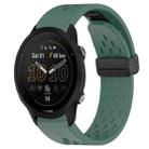 For Garmin Forerunner 955 22mm Folding Buckle Hole Silicone Watch Band(Dark Green) - 1