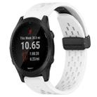 For Garmin Forerunner 945 22mm Folding Buckle Hole Silicone Watch Band(White) - 1