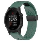 For Garmin Forerunner 945 Hole Folding Buckle 22mm Silicone Watch Band(Dark Green) - 1