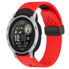 For Garmin Instinct 22mm Folding Buckle Hole Silicone Watch Band(Red) - 1
