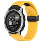 For Garmin Instinct Hole Folding Buckle 22mm Silicone Watch Band(Yellow) - 1