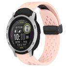 For Garmin Instinct Hole Folding Buckle 22mm Silicone Watch Band(Pink) - 1