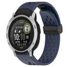 For Garmin Instinct 22mm Folding Buckle Hole Silicone Watch Band(Midnight Blue) - 1