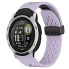 For Garmin Instinct 22mm Folding Buckle Hole Silicone Watch Band(Purple) - 1