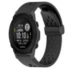 For Garmin Descent G1 22mm Folding Buckle Hole Silicone Watch Band(Black) - 1