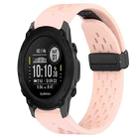 For Garmin Descent G1 22mm Folding Buckle Hole Silicone Watch Band(Pink) - 1