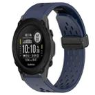 For Garmin Descent G1 22mm Folding Buckle Hole Silicone Watch Band(Midnight Blue) - 1