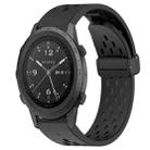 For Garmin MARQ Commander 22mm Folding Buckle Hole Silicone Watch Band(Black) - 1