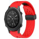 For Garmin MARQ Commander 22mm Folding Buckle Hole Silicone Watch Band(Red) - 1