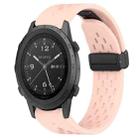 For Garmin MARQ Commander 22mm Folding Buckle Hole Silicone Watch Band(Pink) - 1