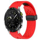 For Garmin MARQ Athlete 22mm Folding Buckle Hole Silicone Watch Band(Red) - 1