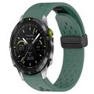 For Garmin MARQ Athlete Hole Folding Buckle 22mm Silicone Watch Band(Dark Green) - 1