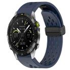 For Garmin MARQ Athlete Hole Folding Buckle 22mm Silicone Watch Band(Midnight Blue) - 1