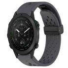 For Garmin MARQ Golfer 22mm Folding Buckle Hole Silicone Watch Band(Dark Gray) - 1