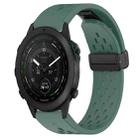 For Garmin MARQ Golfer Hole Folding Buckle 22mm Silicone Watch Band(Dark Green) - 1