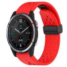 For Garmin Quatix 7 Hole Folding Buckle 22mm Silicone Watch Band(Red) - 1