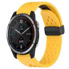 For Garmin Quatix 7 22mm Folding Buckle Hole Silicone Watch Band(Yellow) - 1