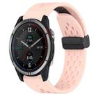 For Garmin Quatix 7 22mm Folding Buckle Hole Silicone Watch Band(Pink) - 1