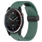 For Garmin Quatix 7 22mm Folding Buckle Hole Silicone Watch Band(Dark Green) - 1