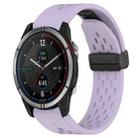 For Garmin Quatix 7 22mm Folding Buckle Hole Silicone Watch Band(Purple) - 1