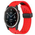 For Garmin Quatix 7 Pro 22mm Folding Buckle Hole Silicone Watch Band(Red) - 1