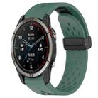 For Garmin Quatix 7 Pro 22mm Folding Buckle Hole Silicone Watch Band(Dark Green) - 1