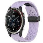 For Garmin Quatix 7 Pro 22mm Folding Buckle Hole Silicone Watch Band(Purple) - 1