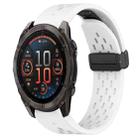 For Garmin Fenix 8 AMOLED 47mm Hole Folding Buckle 22mm Silicone Watch Band(White) - 1