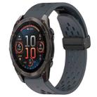 For Garmin Fenix 8 AMOLED 47mm Hole Folding Buckle 22mm Silicone Watch Band(Dark Gray) - 1