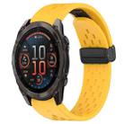 For Garmin Fenix 8 AMOLED 47mm Hole Folding Buckle 22mm Silicone Watch Band(Yellow) - 1