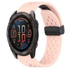 For Garmin Fenix 8 AMOLED 47mm Hole Folding Buckle 22mm Silicone Watch Band(Pink) - 1