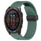 For Garmin Fenix 8 AMOLED 47mm Hole Folding Buckle 22mm Silicone Watch Band(Dark Green) - 1