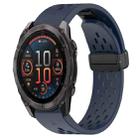 For Garmin Fenix 8 AMOLED 47mm Hole Folding Buckle 22mm Silicone Watch Band(Midnight Blue) - 1