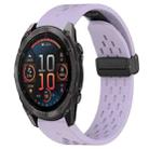 For Garmin Fenix 8 AMOLED 47mm Hole Folding Buckle 22mm Silicone Watch Band(Purple) - 1