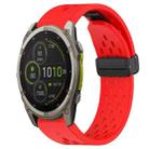 For Garmin Fenix 8 MIP 47mm Hole Folding Buckle 22mm Silicone Watch Band(Red) - 1