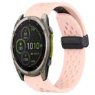 For Garmin Fenix 8 MIP 47mm Hole Folding Buckle 22mm Silicone Watch Band(Pink) - 1